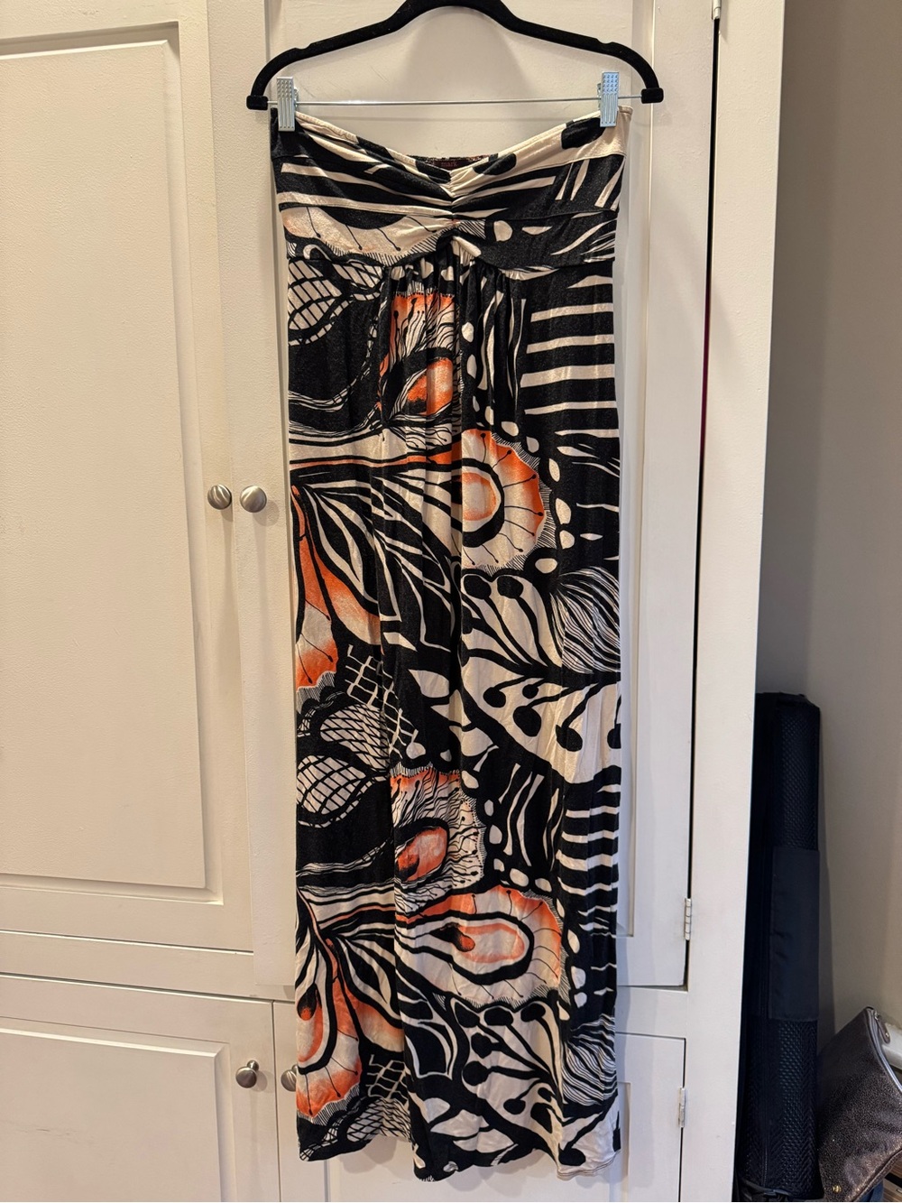 Butterfly Print Maxi Strapless Dress